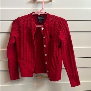 Ralph Lauren Red Cable Knit Cardigan